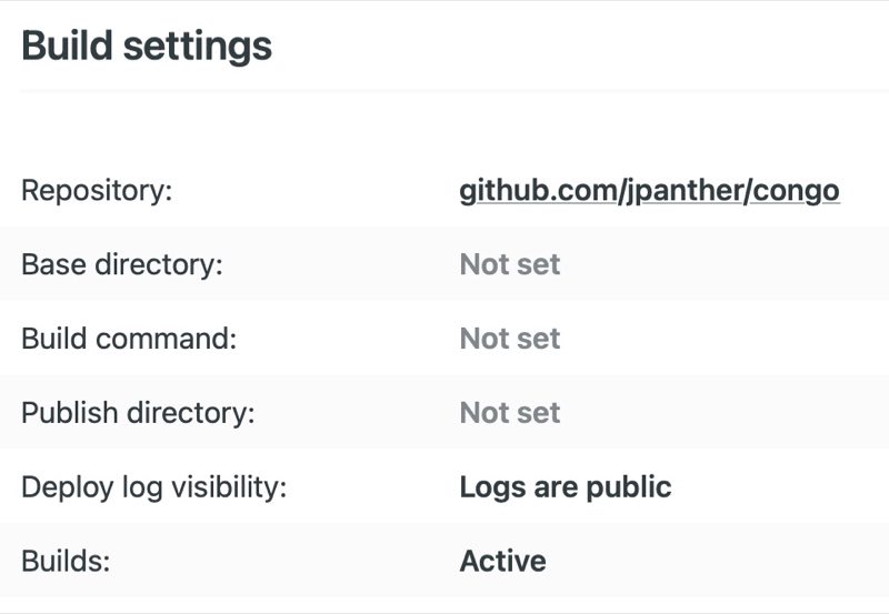 Screenshot der Netlify Build-Einstellungen